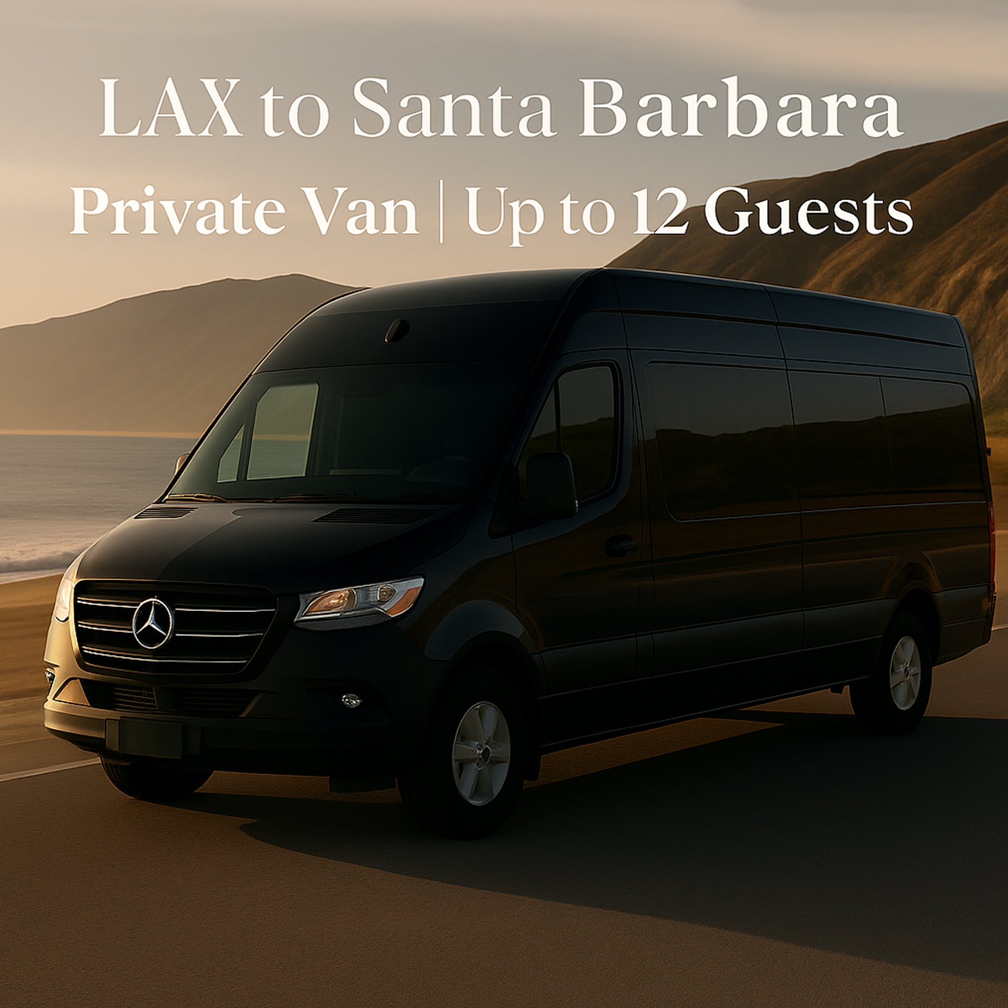 Luxury chauffeur vehicle at LAX airport for private transfer to Santa Barbara